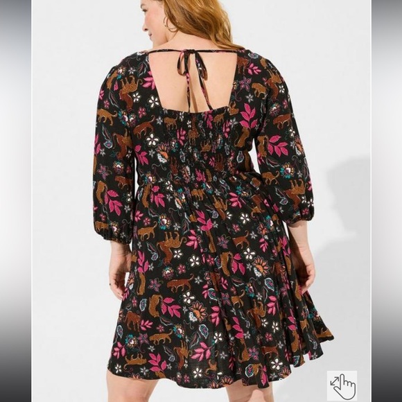 Torrid Mini Rayon Slub Balloon Sleeve Twist Front Dress Size 2X - Picture 2 of 3